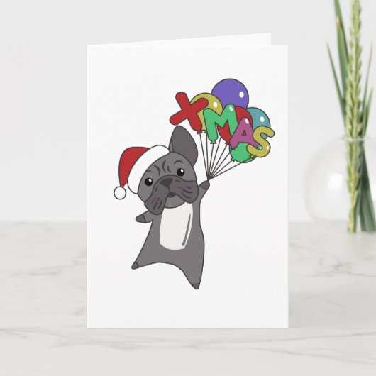 ブルドッフランスのグクリスマス冬季動物 カード (正面)