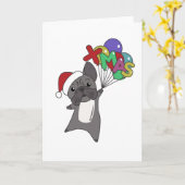 ブルドッフランスのグクリスマス冬季動物 カード (黄色い花)