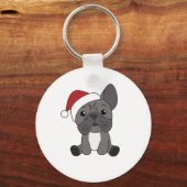 ブルドッフランスのグクリスマス冬季動物 キーホルダー (正面)