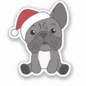 ブルドッフランスのグクリスマス冬季動物 シール (正面)