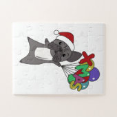 ブルドッフランスのグクリスマス冬季動物 ジグソーパズル (横)