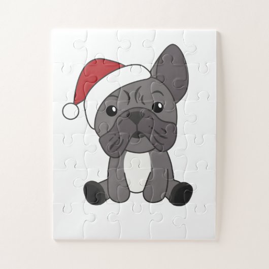 ブルドッフランスのグクリスマス冬季動物 ジグソーパズル (縦)