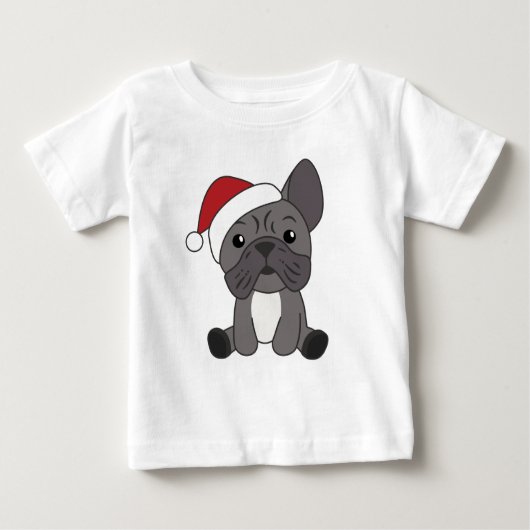ブルドッフランスのグクリスマス冬季動物 ベビーTシャツ (正面)