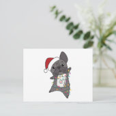 ブルドッフランスのグクリスマス冬季動物 ポストカード (スタンド正面)