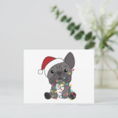 ブルドッフランスのグクリスマス冬季動物 ポストカード (スタンド正面)