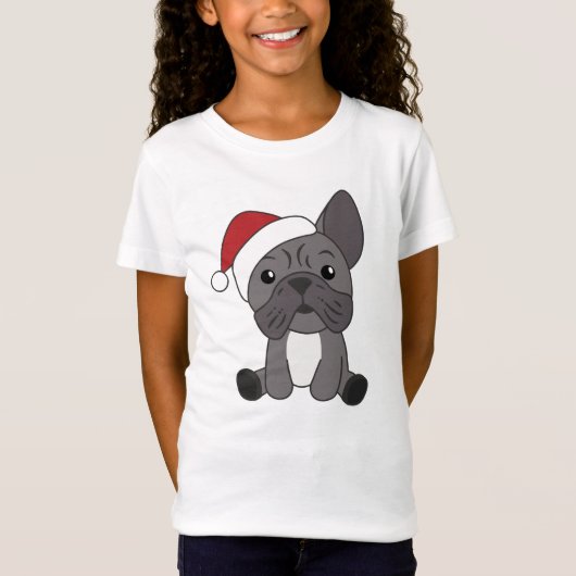 ブルドッフランスのグクリスマス冬季動物 Tシャツ (正面)
