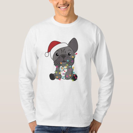 ブルドッフランスのグクリスマス冬季動物 Tシャツ (正面)