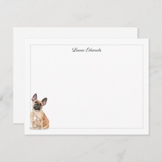 ブルドッフランスのググレー文縁ど房パーソナライズされた具 ノートカード (正面/裏面)