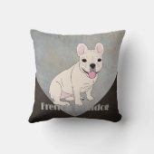 ブルドッフランスのグコーヒーブラウンブルーアイスグランジ クッション (裏面)