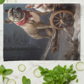 ブルドッフランスのグスノースリークリスマスデコール キッチンタオル (折り畳み)