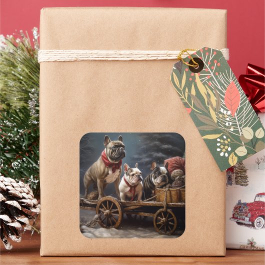 ブルドッフランスのグスノースリークリスマスデコール スクエアシール (クリスマス)