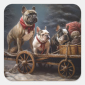 ブルドッフランスのグスノースリークリスマスデコール スクエアシール (正面)