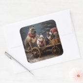 ブルドッフランスのグスノースリークリスマスデコール スクエアシール (封筒)