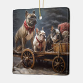 ブルドッフランスのグスノースリークリスマスデコール セラミックオーナメント (左)