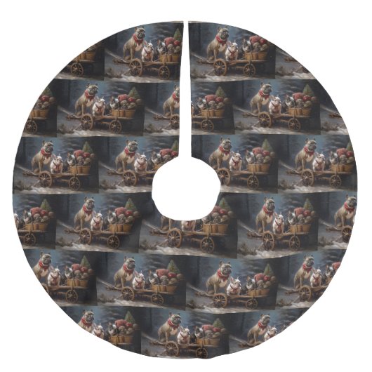 ブルドッフランスのグスノースリークリスマスデコール ブラッシュドポリエステルツリースカート (正面)