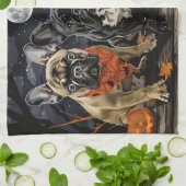 ブルドッフランスのグハロウィン不気味 キッチンタオル (折り畳み)