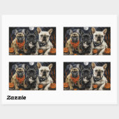 ブルドッフランスのグハロウィン不気味 長方形シール (シート)