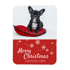 ブルドッフランスのグパピーレッドフォトクリスマスクリスマスカスタム マグネット