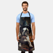 ブルドッフランスのグパンプキンハロウィーン怖い エプロン (着用した状態)