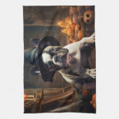 ブルドッフランスのグパンプキンハロウィーン怖い キッチンタオル (縦)