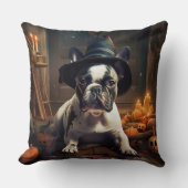 ブルドッフランスのグパンプキンハロウィーン怖い クッション (正面)