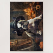 ブルドッフランスのグパンプキンハロウィーン怖い ジグソーパズル (縦)