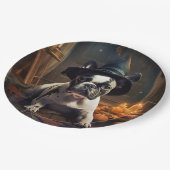 ブルドッフランスのグパンプキンハロウィーン怖い ペーパープレート (アングル)