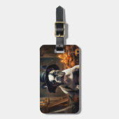 ブルドッフランスのグパンプキンハロウィーン怖い ラゲッジタグ (正面縦)