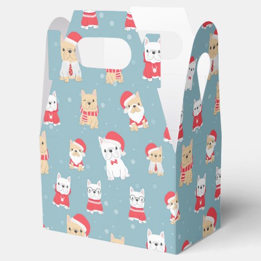 ブルドッフランスのグフランスのクリスマスパターン フェイバーボックス (オープン)