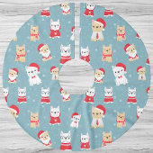 ブルドッフランスのグフランスのクリスマスパターン ブラッシュドポリエステルツリースカート