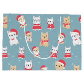 ブルドッフランスのグフランスのクリスマスパターン ラージペーパーバッグ (裏面)