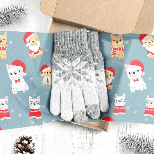 ブルドッフランスのグフランスのクリスマスパターン 薄葉紙