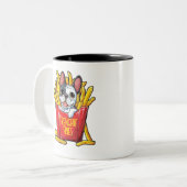 ブルドッフランスのグフレンチフライアス女子シャ男性へツ ツートーンマグカップ (正面左)