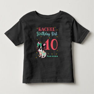 ブルドッフランスのグフレンチー誕生日ガール トドラーTシャツ
