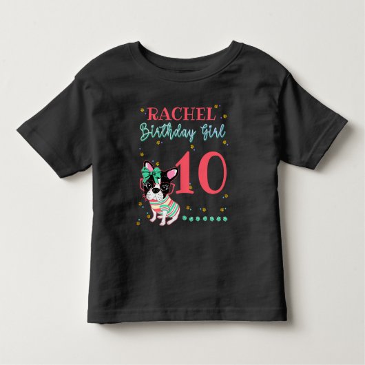 ブルドッフランスのグフレンチー誕生日ガール トドラーTシャツ (正面)