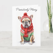 ブルドッフランスのグ犬パーソナライズされた好きクリスマス シーズンカード (正面)