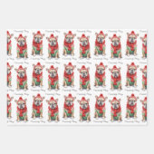 ブルドッフランスのグ犬パーソナライズされた好きクリスマス ラッピングペーパーシート (正面2)