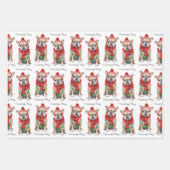 ブルドッフランスのグ犬パーソナライズされた好きクリスマス ラッピングペーパーシート (正面)