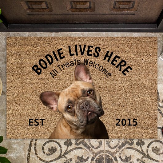 ブルドッフランスのグ犬パーソナライズされた愛者の姿 ドアマット