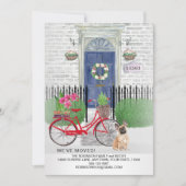 ブルドッフランスのグ自転車の青いドアを動かす   案内状 (正面)