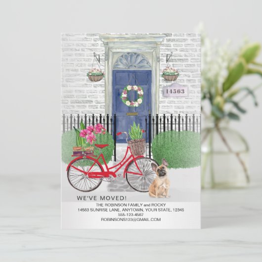 ブルドッフランスのグ自転車の青いドアを動かす   案内状 (スタンド正面)