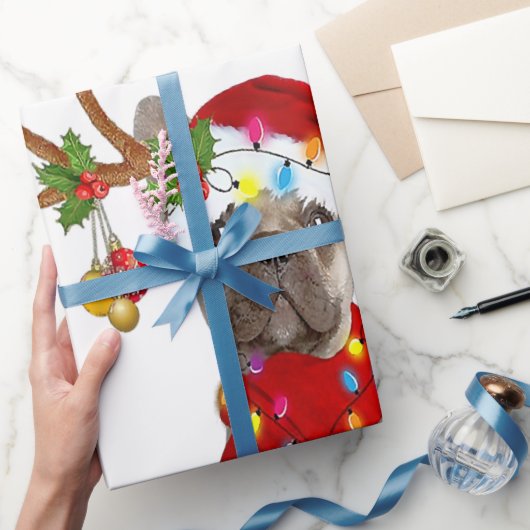 ブルドッフランスのグ・ゴージャスなトナカイのクリスマスプレゼント ラッピングペーパー (ギフト)