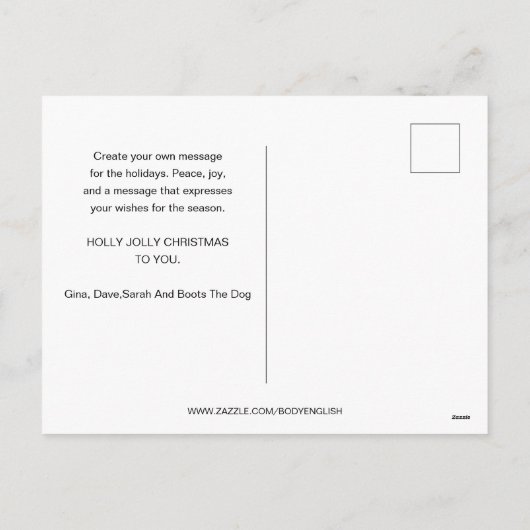 ブルドッフランスのグ&ヤドレットフェスティバルクリスマス シーズンポストカード (裏面)