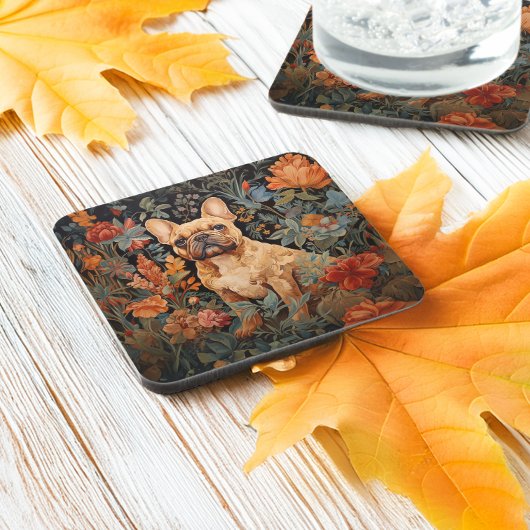 ブルドッフランスのドフレンチガーデンタペストリー誕生日 コースター