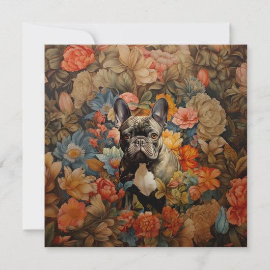 ブルドッフランスのドフレンチガーデンタペストリー誕生日 サンキューカード (正面)