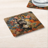 ブルドッフランスのドフレンチガーデンタペストリー誕生日 スクエアペーパーコースター (アングル)
