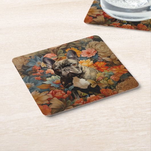 ブルドッフランスのドフレンチガーデンタペストリー誕生日 スクエアペーパーコースター (アングル)