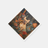 ブルドッフランスのドフレンチガーデンタペストリー誕生日 スタンダードカクテルナプキン (角)