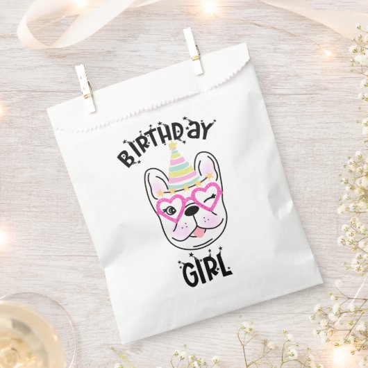 ブルドッフランスのドフレンチバースデーパーティーテーマ フェイバーバッグ (クリップ留めされた状態)