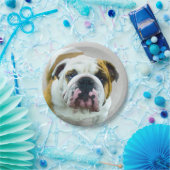 ブルドッ絵画グのかわいいオリジナルの犬の芸術 ペーパープレート (パーティー)